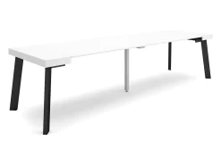 Consola*Skraut Home Mesa Consola Extensível, 302x90x73cm, Para 14 pessoas, Pés de madeira, Branco