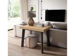 Skraut Home Mesa Consola Extensível, 180x90x73cm, Para 8 pessoas, Pés de madeira, Carvahlo^ Consola