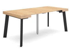 Skraut Home Mesa Consola Extensível, 180x90x73cm, Para 8 pessoas, Pés de madeira, Carvahlo^ Consola