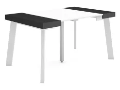 Clearance Skraut Home Mesa Consola Extensível, 140x90x73cm, Para 6 pessoas, Pés de madeira, e preto Branco