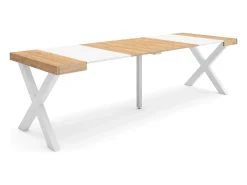 Sale Skraut Home Mesa Consola Extensível, 262x90x73cm, Para 12 pessoas, Pés de madeira, Carvahlo e branco Natural claro