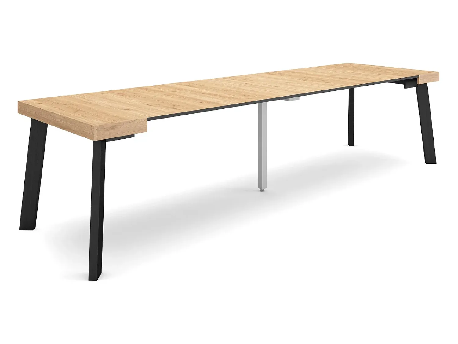 Consola*Skraut Home Mesa Consola Extensível, 302x90x73cm, Para 14 pessoas, Pés de madeira, Carvahlo Natural claro