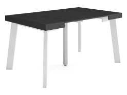 Online Skraut Home Mesa Consola Extensível, 140x90x73cm, Para 6 pessoas, Pés de madeira, Preto