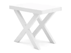 Consola*Skraut Home Mesa Consola Extensível, 262x90x73cm, Para 12 pessoas, Pés de madeira, e cinzento Branco
