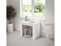 Consola*Skraut Home Mesa Consola Extensível, 302x90x77cm, Para 14 pessoas, Mesa de Jantar, Branco