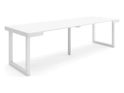 Consola*Skraut Home Mesa Consola Extensível, 262x90x73cm, Para 12 pessoas, Pés de madeira, Branco