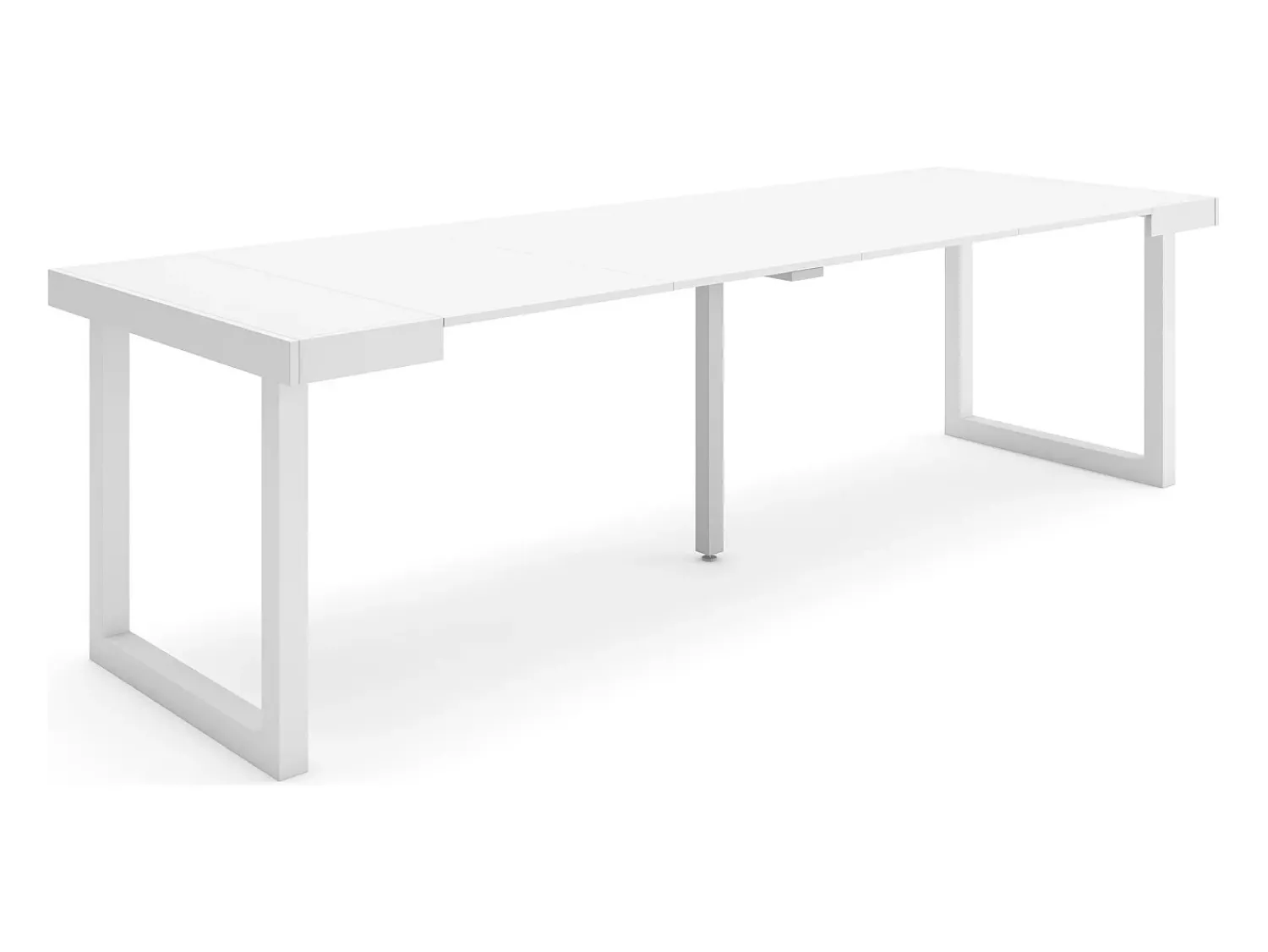 Consola*Skraut Home Mesa Consola Extensível, 262x90x73cm, Para 12 pessoas, Pés de madeira, Branco