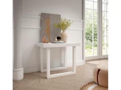 Consola*Skraut Home Mesa Consola Extensível, 262x90x73cm, Para 12 pessoas, Pés de madeira, Branco