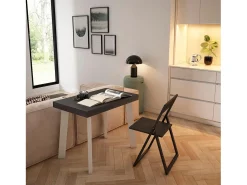 Consola*Skraut Home Mesa Consola Extensível, 302x90x73cm, Para 14 pessoas, Pés de madeira, Preto