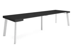 Consola*Skraut Home Mesa Consola Extensível, 302x90x73cm, Para 14 pessoas, Pés de madeira, Preto