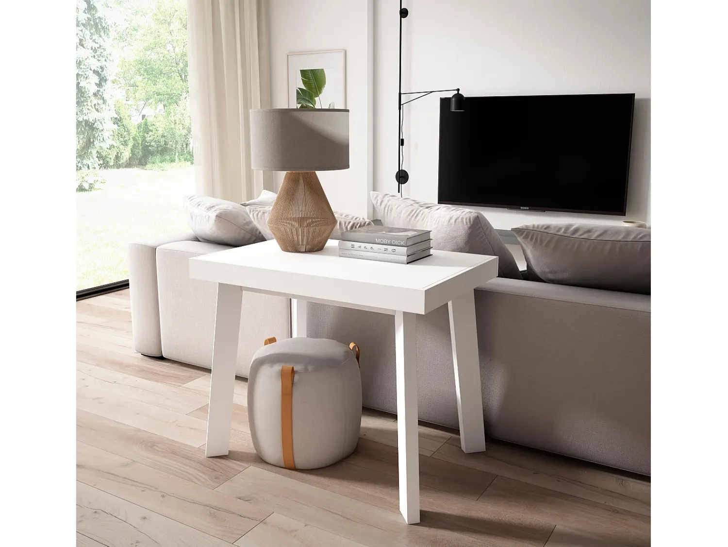Skraut Home Mesa Consola Extensível, 140x90x73cm, Para 6 pessoas, Pés de madeira,^ Consola