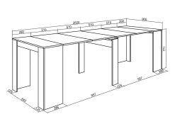 Clearance Skraut Home Mesa Consola Extensível, 262x90x77cm, Para 12 pessoas, Mesa de Jantar, Branco