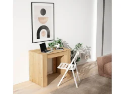 Skraut Home Mesa Consola Extensível, 140x90x77cm, Para 6 pessoas, Mesa de Jantar, Carvahlo^ Consola