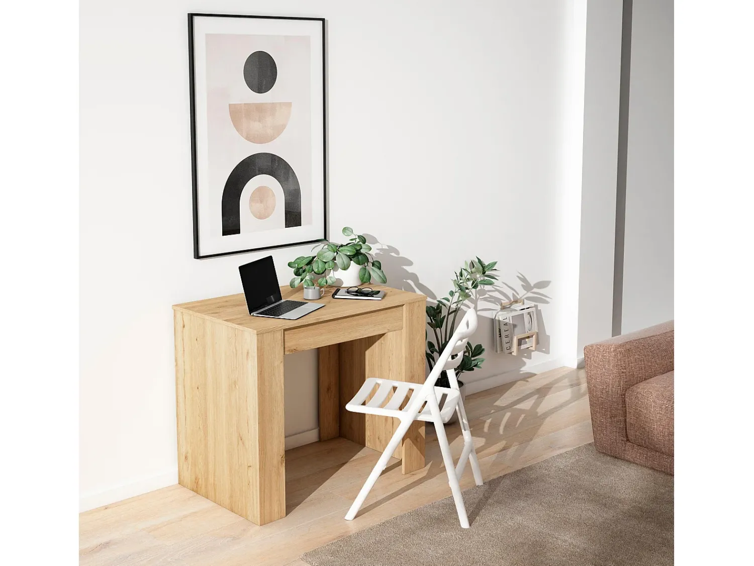 Skraut Home Mesa Consola Extensível, 140x90x77cm, Para 6 pessoas, Mesa de Jantar, Carvahlo^ Consola