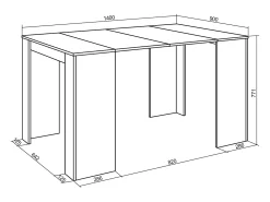Skraut Home Mesa Consola Extensível, 140x90x77cm, Para 6 pessoas, Mesa de Jantar, Carvahlo^ Consola
