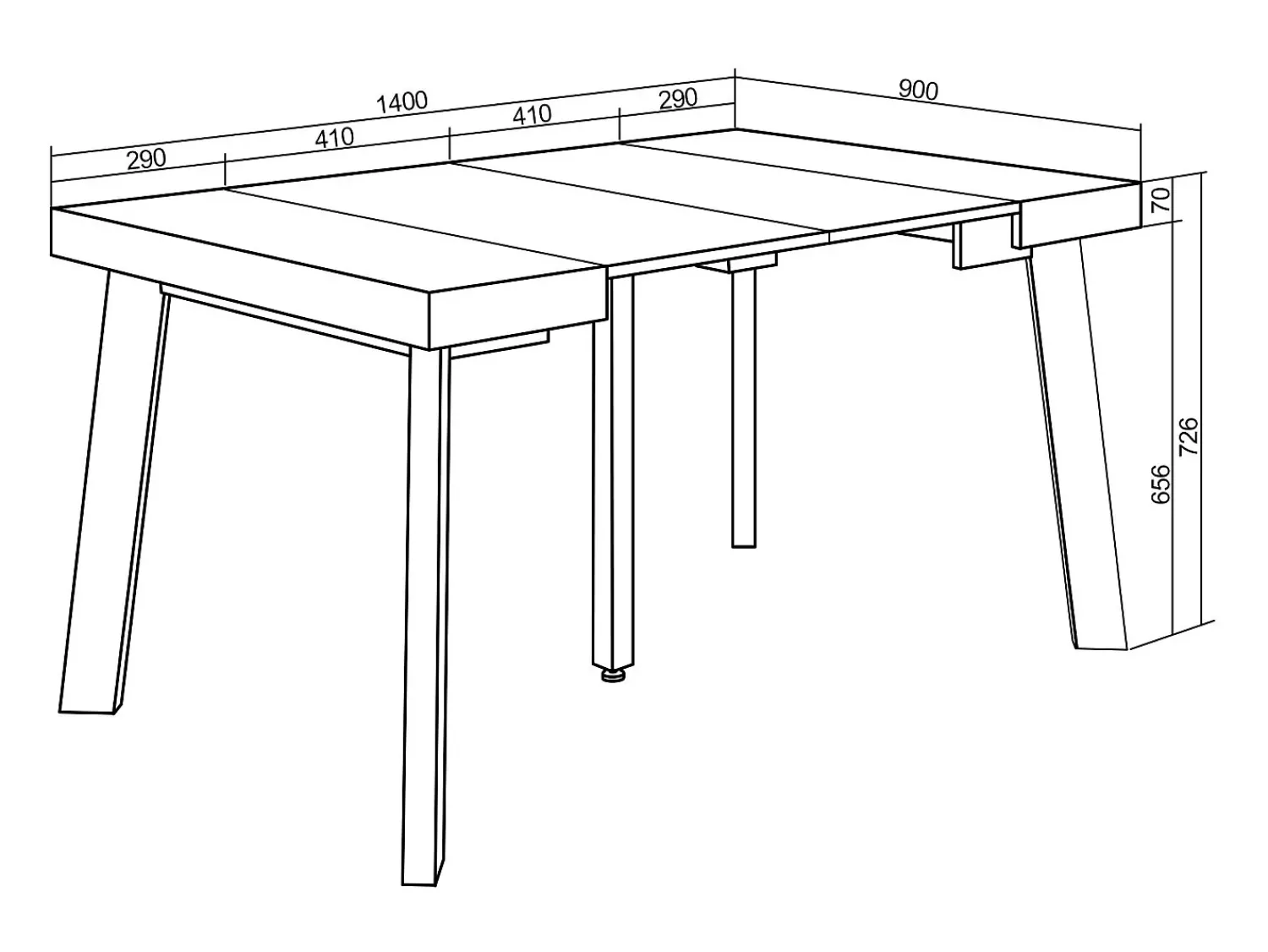 Consola|Skraut Home Mesa Consola Extensível, 140x90x73cm, Para 6 pessoas, Pés de madeira, e cinzento Branco