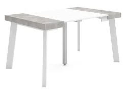Consola|Skraut Home Mesa Consola Extensível, 140x90x73cm, Para 6 pessoas, Pés de madeira, e cinzento Branco