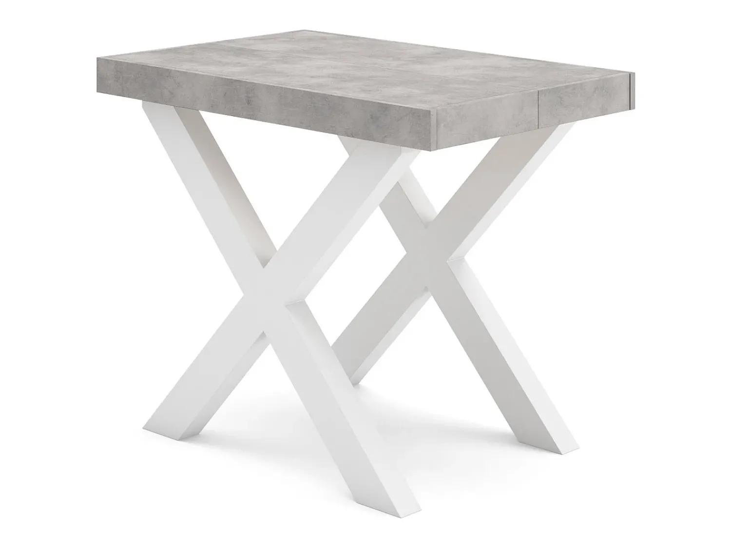 Consola*Skraut Home Mesa Consola Extensível, 302x90x73cm, Para 14 pessoas, Pés de madeira, Cimento Cinzento