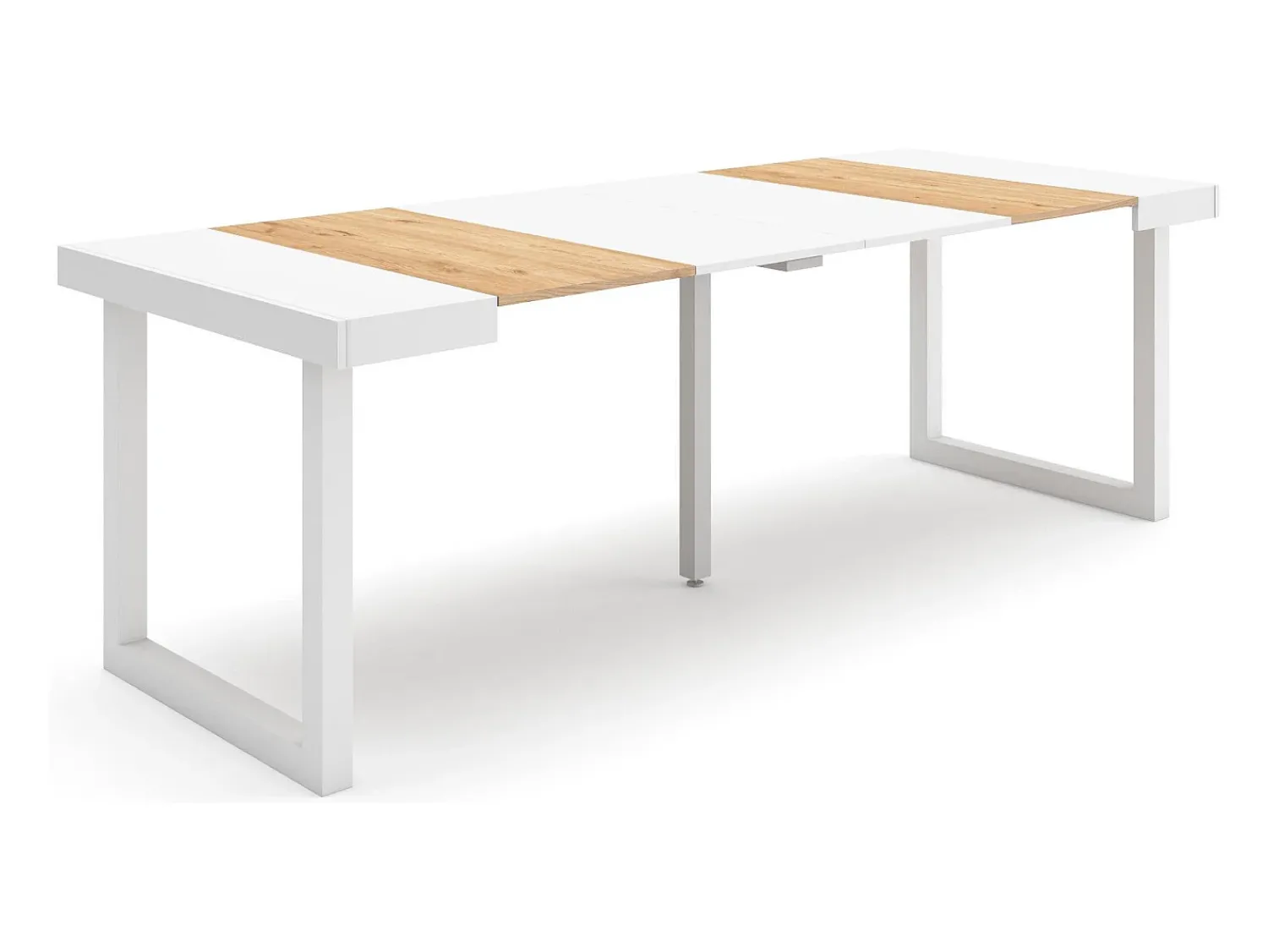 Online Skraut Home Mesa Consola Extensível, 222x90x73cm, Para 10 pessoas, Pés de madeira, Carvahlo e branco Natural claro