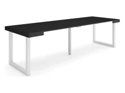 Consola|Skraut Home Mesa Consola Extensível, 262x90x73cm, Para 12 pessoas, Pés de madeira, Preto