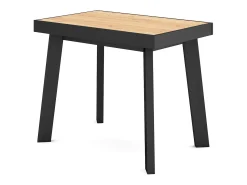 Consola*Skraut Home Mesa Consola Extensível, 302x90x73cm, Para 14 pessoas, Pés de madeira, Carvahlo e preto Natural claro