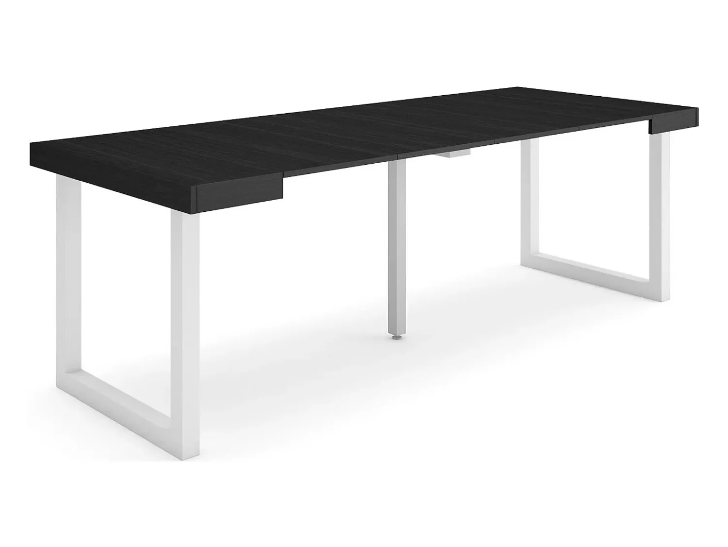 Consola*Skraut Home Mesa Consola Extensível, 222x90x73cm, Para 10 pessoas, Pés de madeira, Preto