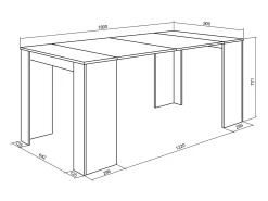 Consola*Skraut Home Mesa Consola Extensível, 180x90x77cm, Para 8 pessoas, Mesa de Jantar, Branco