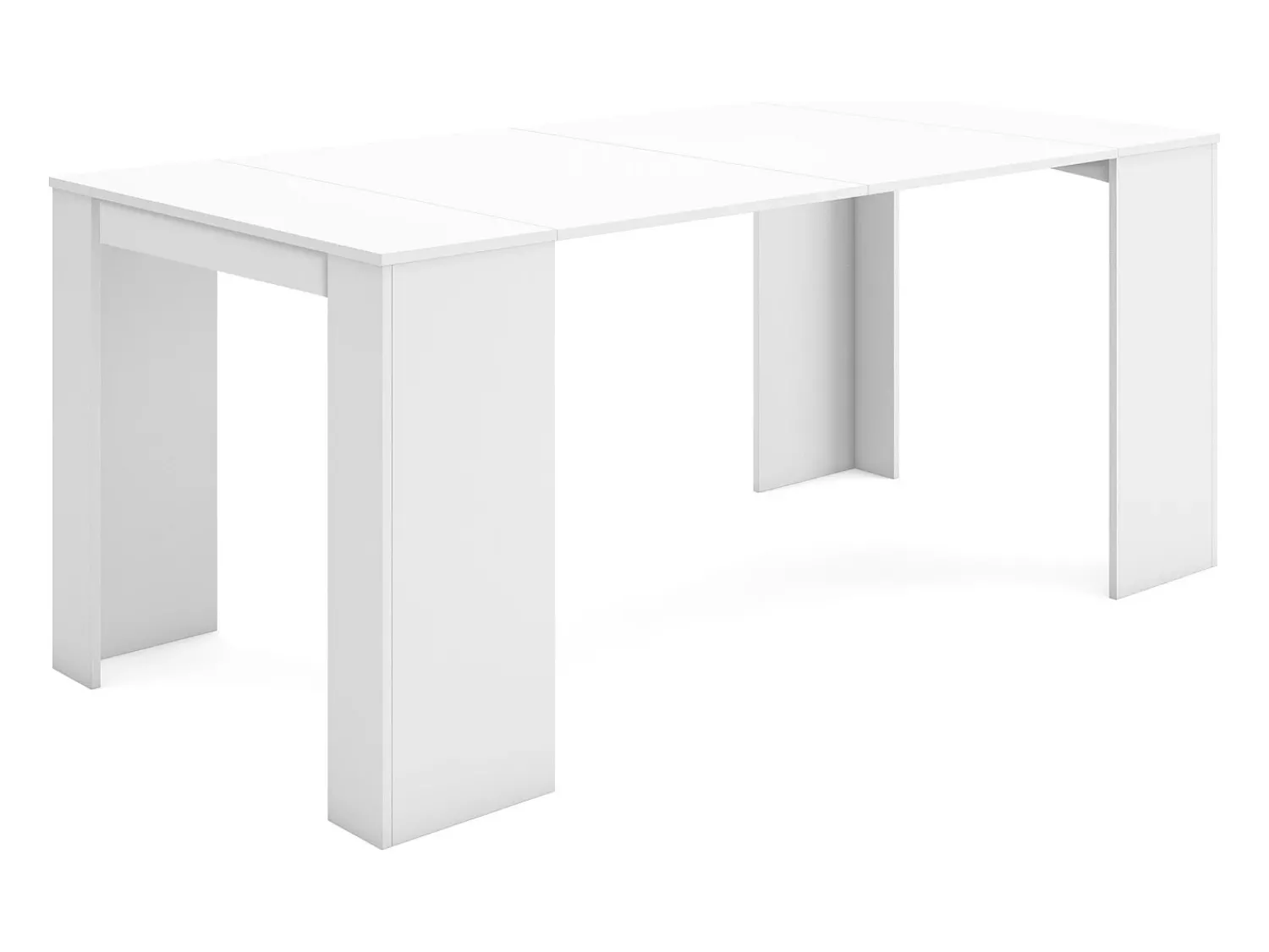 Consola*Skraut Home Mesa Consola Extensível, 180x90x77cm, Para 8 pessoas, Mesa de Jantar, Branco