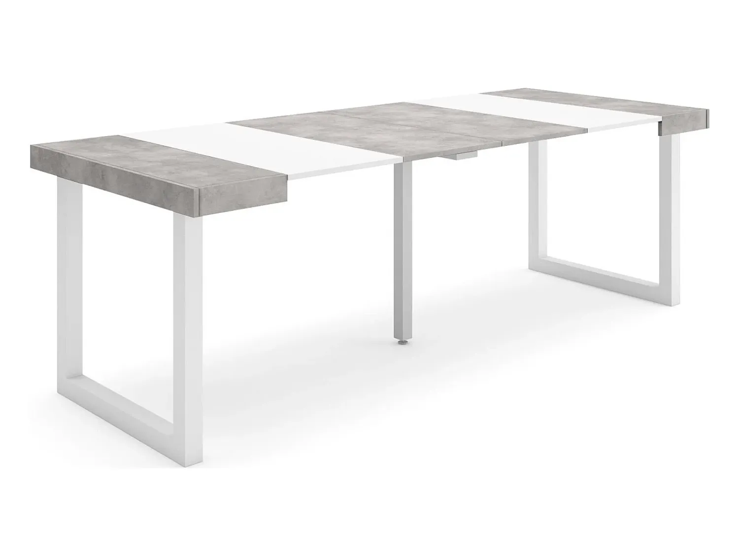 Skraut Home Mesa Consola Extensível, 222x90x73cm, Para 10 pessoas, Pés de madeira, e cinzento^ Consola