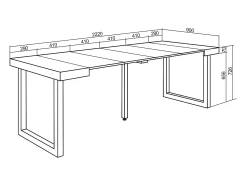 Best Skraut Home Mesa Consola Extensível, 222x90x73cm, Para 10 pessoas, Pés de madeira, Branco