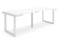 Best Skraut Home Mesa Consola Extensível, 222x90x73cm, Para 10 pessoas, Pés de madeira, Branco