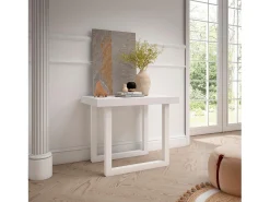 Best Skraut Home Mesa Consola Extensível, 222x90x73cm, Para 10 pessoas, Pés de madeira, Branco