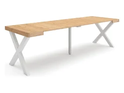 Consola|Skraut Home Mesa Consola Extensível, 262x90x73cm, Para 12 pessoas, Pés de madeira, Carvahlo Natural claro