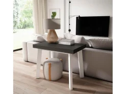 Skraut Home Mesa Consola Extensível, 180x90x73cm, Para 8 pessoas, Pés de madeira, e preto^ Consola