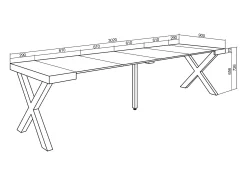New Skraut Home Mesa Consola Extensível, 302x90x73cm, Para 14 pessoas, Pés de madeira, Carvahlo Natural claro