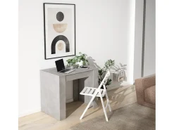 New Skraut Home Mesa Consola Extensível, 140x90x77cm, Para 6 pessoas, Mesa de Jantar, Cimento Cinzento