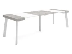 Sale Skraut Home Mesa Consola Extensível, 262x90x73cm, Para 12 pessoas, Pés de madeira, e cinzento Branco