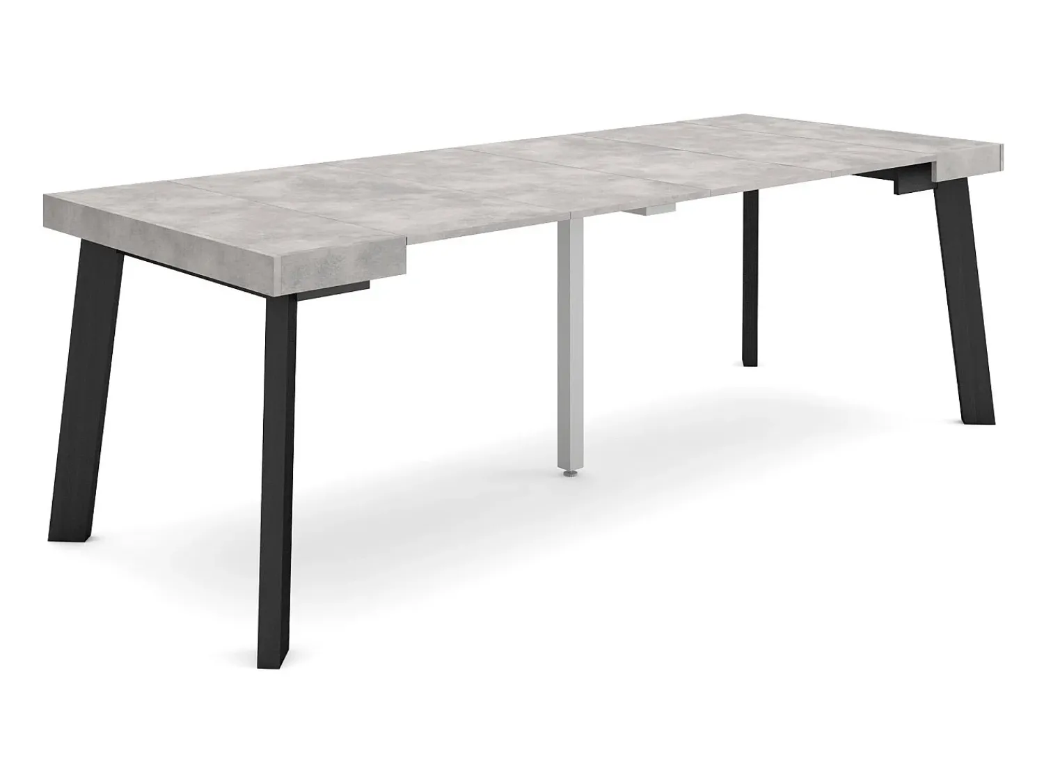 Skraut Home Mesa Consola Extensível, 222x90x73cm, Para 10 pessoas, Pés de madeira, Cimento^ Consola