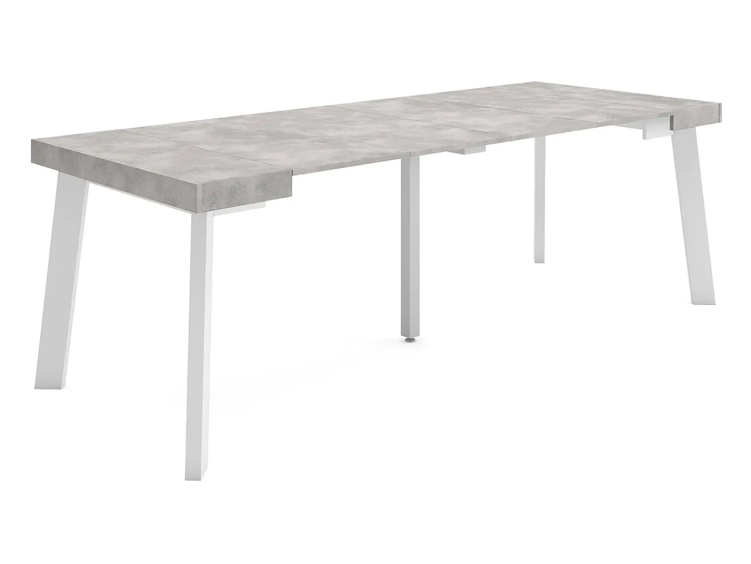Skraut Home Mesa Consola Extensível, 222x90x73cm, Para 10 pessoas, Pés de madeira, Cimento Cinzento