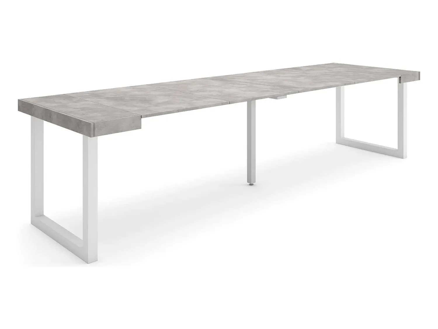 Best Skraut Home Mesa Consola Extensível, 302x90x73cm, Para 14 pessoas, Pés de madeira, Cimento Cinzento