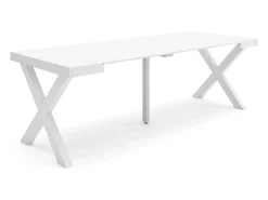 Consola*Skraut Home Mesa Consola Extensível, 222x90x73cm, Para 10 pessoas, Pés de madeira, Branco
