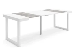 Skraut Home Mesa Consola Extensível, 222x90x73cm, Para 10 pessoas, Pés de madeira, e cinzento^ Consola