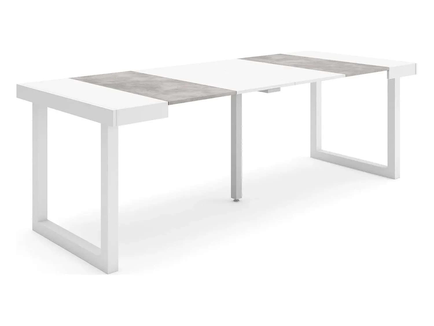 Skraut Home Mesa Consola Extensível, 222x90x73cm, Para 10 pessoas, Pés de madeira, e cinzento^ Consola
