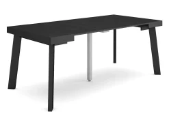Consola*Skraut Home Mesa Consola Extensível, 180x90x73cm, Para 8 pessoas, Pés de madeira, Preto
