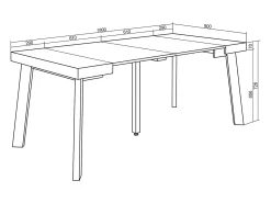 Consola*Skraut Home Mesa Consola Extensível, 180x90x73cm, Para 8 pessoas, Pés de madeira, Preto