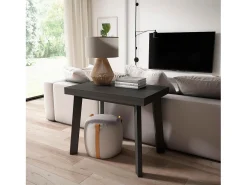 Consola*Skraut Home Mesa Consola Extensível, 180x90x73cm, Para 8 pessoas, Pés de madeira, Preto