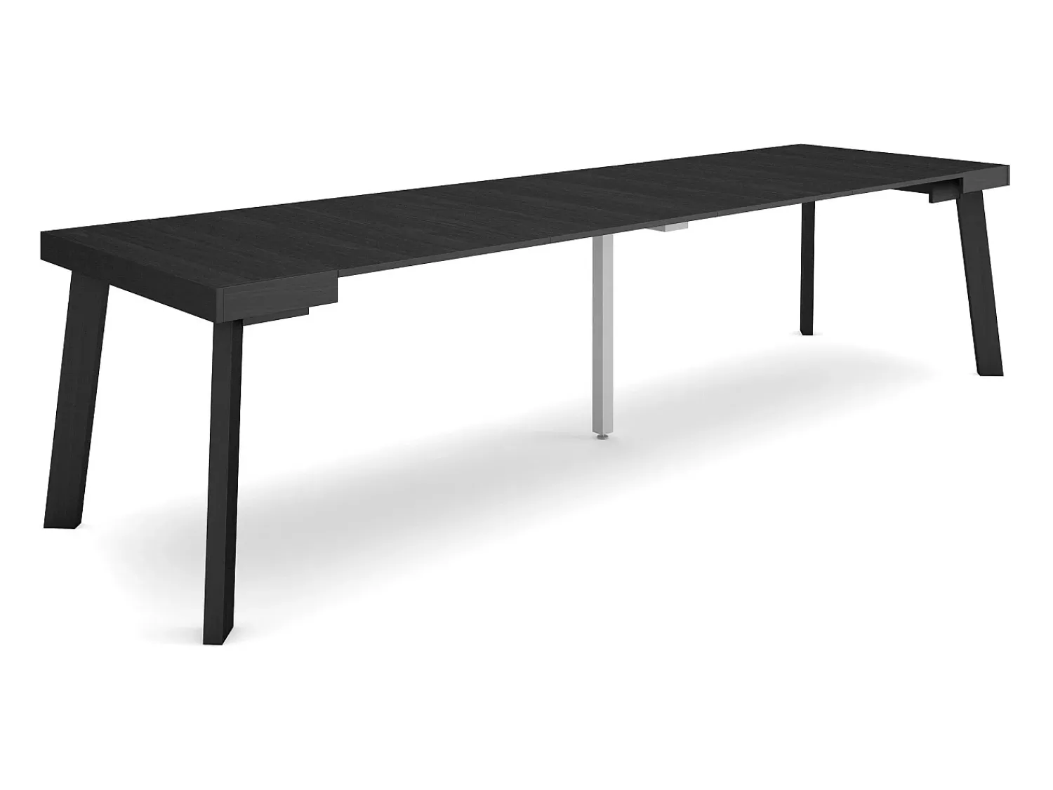 Consola|Skraut Home Mesa Consola Extensível, 302x90x73cm, Para 14 pessoas, Pés de madeira, Preto