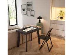 Consola|Skraut Home Mesa Consola Extensível, 302x90x73cm, Para 14 pessoas, Pés de madeira, Preto
