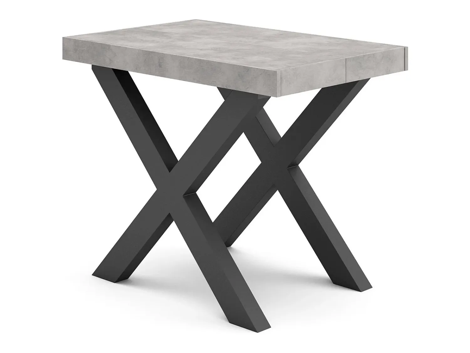 Skraut Home Mesa Consola Extensível, 302x90x73cm, Para 14 pessoas, Pés de madeira, Cimento Cinzento