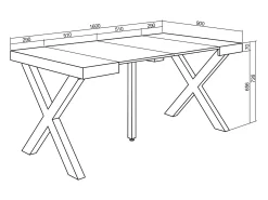 Skraut Home Mesa Consola Extensível, 160x90x73cm, Para 8 pessoas, Pés de madeira, Carvahlo e branco^ Consola